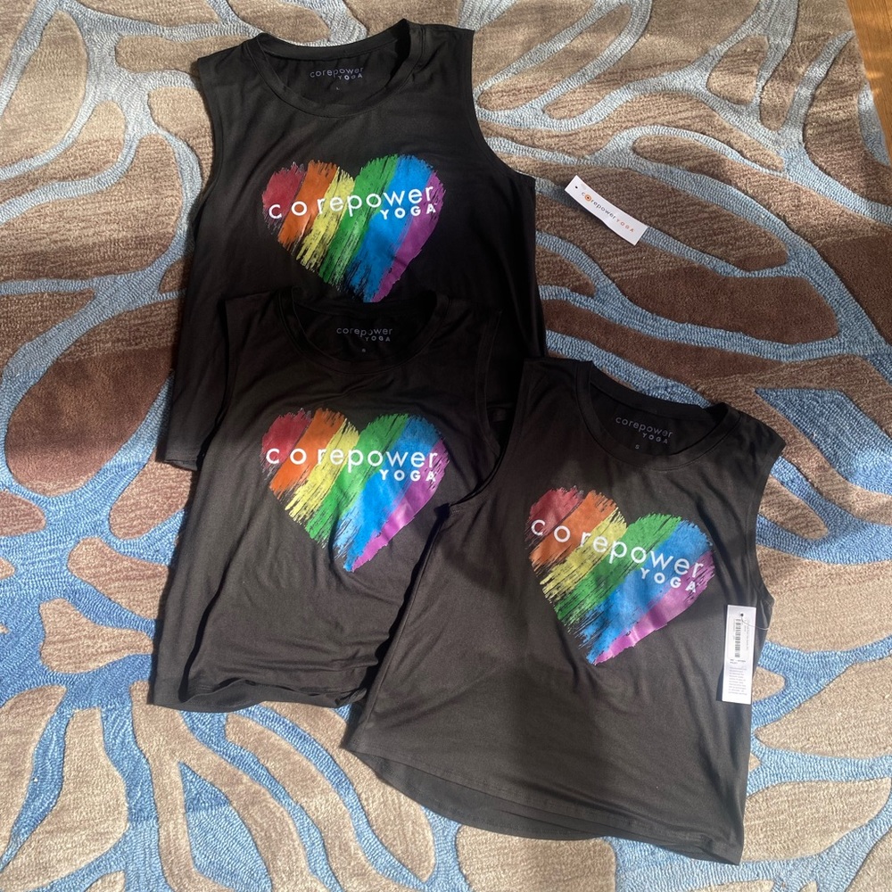 NWT CorePower Yoga rainbow heart tank top 2 SM & 1 LG